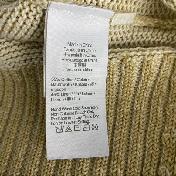 J. Crew BH469 Relaxed Linen Cotton Blend Beach Sweater XL Khaki Tan - Picture 6 of 8